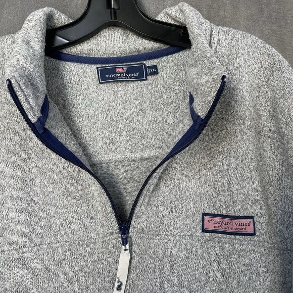 Vineyard Vines Fleece Shep Shirt Sweater Men’s XXL Gray 1/4 Zip Pullover - Picture 4 of 12